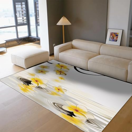 Tapis à imprimé floral design ondulation de l'eau blanc durable 120x200 - 3