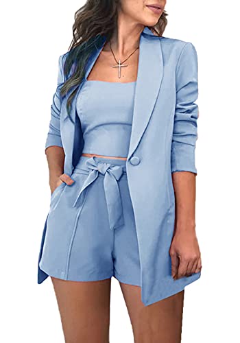 Ensemble blazer 3 pièces femmes costume d'affaires moderne short et hauts courts