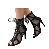 STYLE ÉLÉGANT: Sandales à talons aiguilles en mesh respirant avec design ajouré et bout ouvert, parfaites pour la danse latine, salsa et soirées en club