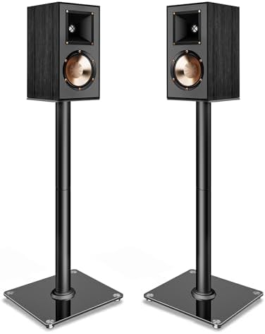 PEGZONE Speaker Stands Pair for Surround Sound,55 LBS Capacity,30.1 inch Floor Bookshlef Speaker Stands,Cable Management,Large Base,1 Pair,Black