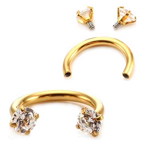 Jovivi 2-5pcs 16G Stainless Steel Cubic Zirconia Horseshoe Multi-functional Lip/Nose/Nipple/Eyebrow Captive Hoop Ring Barbell Tragus Cartilage Stud Earrings 5/16
