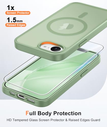 Image of FNTCASE for iPhone 17e Case Light Green: Translucent iPhone 16e Cases Compatible with MagSafe, Camera Protection & Tempered Glass Protector, 14FT Military Grade Drop Tested, Matte Skin-Friendly Cover