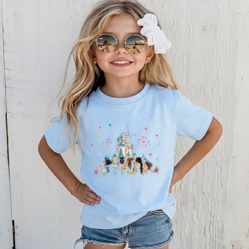 Ritatte Magic Shirts for Toddler Girls Princess Magical Kingdom T-Shirt Kids Cute Castle Holiday Vacation Summer Tees Tops(Light Blue,3-4T(100)) — view 4
