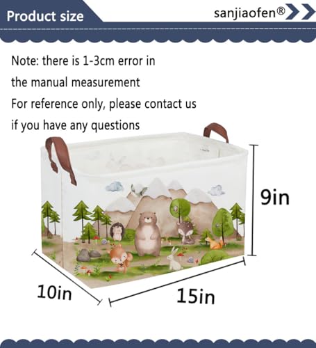 Image of Sanjiaofeng Rectangular Forest Animals Kids Laundry Basket Animal Hamper for Nursery Waterproof folding Kids Storage Basket Woodland Animals Room Decor Books Box Gift Baskets(Mountain animal)