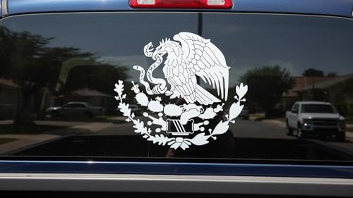 Image of 1 pcs Calcomania Escudo Mexicano Aguila, 10 inches - Mexican Eagle Car Window Sticker Shield Emblem Sticker Mexican Flag Decals