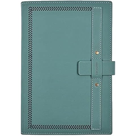 A5 Ruled Notebook Hardcover Leather Journal,Creative Insert Buckle Note Books,Thick Lined Paper Composition Notebook 320 Pages for Office School Home Business ,14.5 x 21cm (Green) Cover