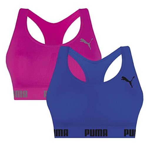 Kit 02 Top Nadador Puma Sem Costura | 1 Pink - 1 Azul Royal | M (40-42) | 27070.001_343_617_M_02UN_