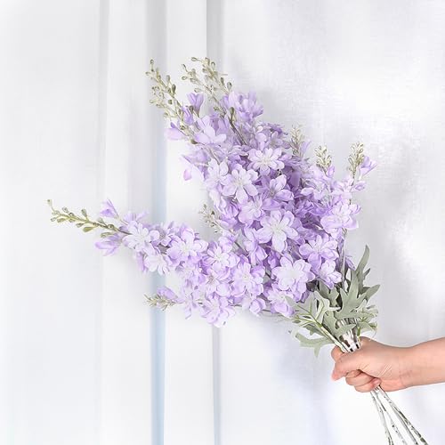Natureman NATUREMAN-1858 5 Pcs Artificial Delphinium Ajacis Flowers,34 Inch Long Stem Fake Larkspur Silk Flower Table Kitchen Home Garden Party Wedding Decoration cover