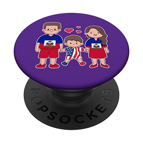 American Haitian family. Together we build our future! PopSockets Swappable PopGrip, Black
