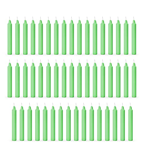 Image of AuraDecor Pack of 50 Stick Candles || Especially Meant for Healing, Chakras, Ritual Candles, Decoration, Lighting, Home Decor || Burning Time 3 to 4 Hours Each (Green), Paraffin Wax