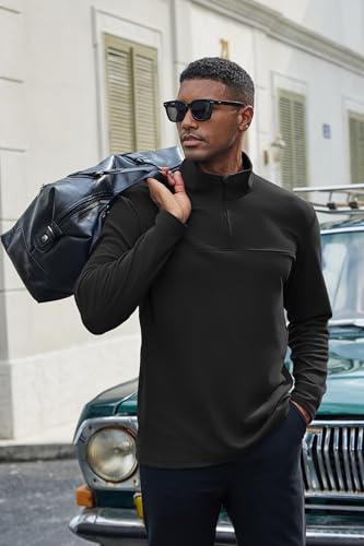 COOFANDY Mens Quarter Zip Pullover Long Sleeve Mock Turtleneck Sweatshirts Thermal Workout Golf Polo Shirt3