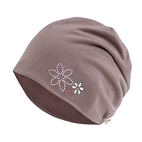 Ililily Tencel Lyocell Rhinestone Chemo Beanie Ultra Soft Head Cover Sleep Hat (Medium, Deep Rose Pink_Rhinestone) #TOP22
