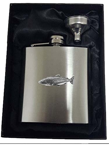Flasque poisson saumon F32 en étain cadeau idéal pour pêcheur