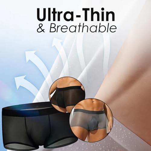 Niksy Underwear, Niksy Mens Ultra-Thin Ice Silk Transparent Boxer Briefs, Niksy Sheer Underwear for Men, Thin Breathable2