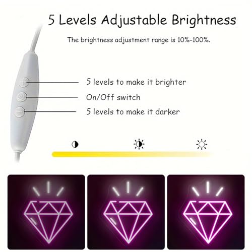 Image of Custom Diamond Neon Sign, Radiant Diamond Glow LED Wall Light for Bedroom, Living room, Home Bar, Jewelry Shop, Fashion Lover 11.6″ x 13.8″