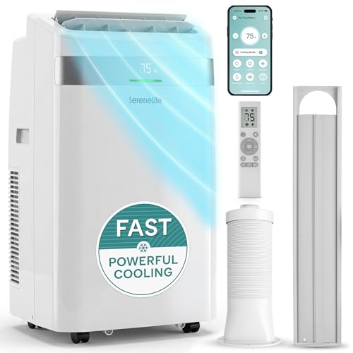 Image of SereneLife Portable Air Conditioner with Wi-Fi, 12,000 BTU Cooling, Compact AC Unit with Window Mount Kit, Dehumidifier & Fan Modes, Adjustable Temperature, Ideal for Bedrooms, White
