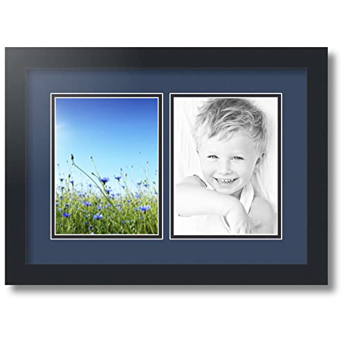 ArtToFrames Collage Photo Frame Double Mat with 2 - 6x8 Openings and Satin Black Frame