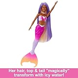 Barbie Mermaid Doll, “Brooklyn” with Pink Hair, Styling Accessories, Pet Dolphin and Water-Activated Color Change Feature, HRP98 - Image 4