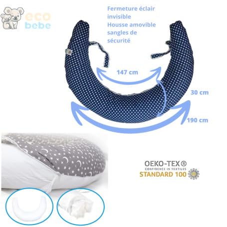 Coussin de Grossesse et d'Allaitement pour Maman et Bébé - XXL - OEKO-TEX - Eco-bébé