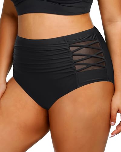 Daci Women Swim Bottoms High Waisted Bikini Bottoms Strappy Full Coverage Plus Size Bathing Suit Bottoms3