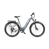 NexaCore OT05 Bicicletta Elettrica per Adulti, Motore 250W, Batteria 36V 18,2Ah, Autonomia fino a 120 km, Shimano 7 Velocità, Freni a Disco Idraulici, Pneumatici 27,5 Pollici, Grigia