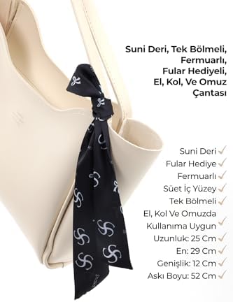 SHAKA Krem SHK257 Suni Deri Büyük Boy Fermuarlı Omuz Çantası ve Cüzdan Seti (SHK240-SHK67) - Görsel 5