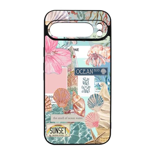 qizjio Coastal Collage Phone Case Shockproof Protective Ocean Seashell Cover for Google Pixel 9 Pro XL