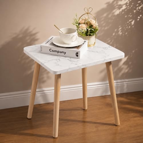Image of Coffee Table for Living Room, Modern Wooden Center Table with Sturdy Legs, Compact Accent Table for Home & Office (White)