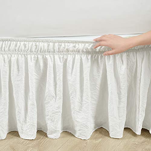 Lush Decor Ruched Ruffle Elastic Easy Wrap Around Bed Skirt Single Twin/Twin XL/Full Off White - Twin Bed Skirt - Dust Ruffle - Cream Bedskirts by Lush Decor - Used condition - Image 4