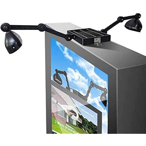 RAYSLIT Solar Billboard Light 120 Bright LED Sign Lights Outdoor Waterproof Strip Commercial Solar Light for Wall Real Estate Signs Business Yard Bus Stop Advertising Lighting with Mounting Braket Cover