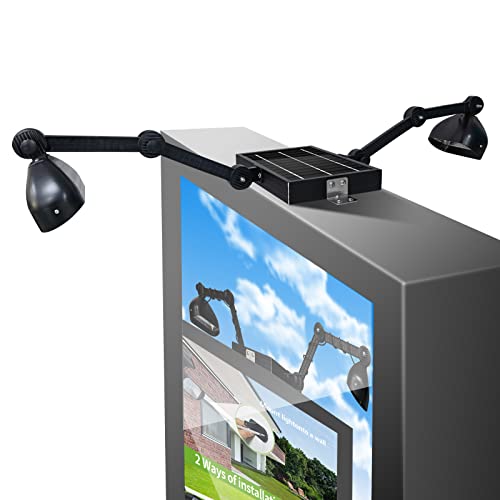 RAYSLIT Solar Billboard Light 120 Bright LED Sign Lights Outdoor Waterproof Strip Commercial Solar Light for Wall Real Estate Signs Business Yard Bus Stop Advertising Lighting with Mounting Braket