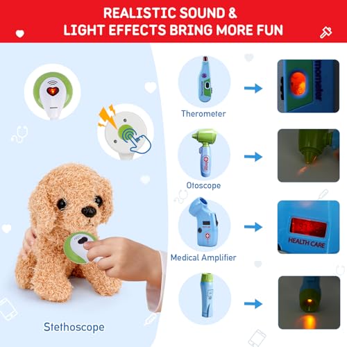 Image of Meland Doctor Kit for Kids with Puppy, Pretend Play Toy Gift for Ages 3-6 | A wonderful gift for toddler kids, everything need for little doctors,encourage caring through role play, simple to store