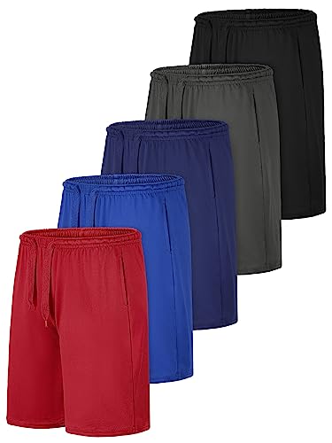 Resinta 5 Pack Boys Athletic Shorts Gym Shorts Performance Basketball Shorts Quick Dry Shorts With Pockets #TOP26