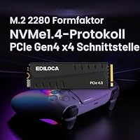 Ediloca EN855 SSD 4TB NVMe SSD M.2 mit Kühlkörper,Gaming für PS5, Laptop und Desktop PC, SSD Festplatte PCIe Gen4, bis zu 7400 MB/s, 3D NAND TLC, Internes Solid State Drive – Ansicht 2
