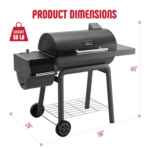 Feasto Heavy-Duty 30-Inch Charcoal Grill with Offset Smoker Grill
