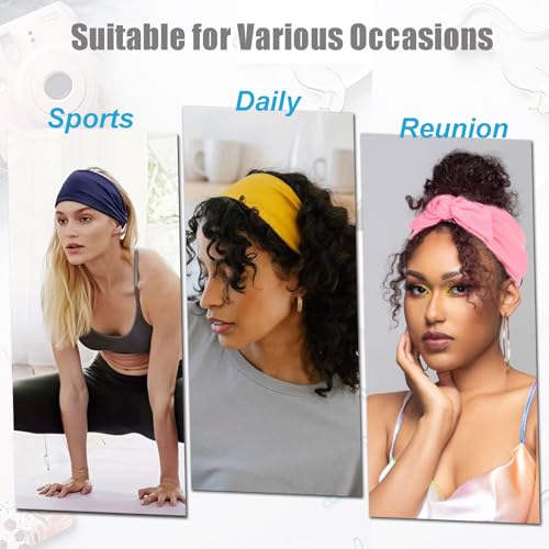 Image of 6 Pieces Adjustable Stretchy Headbands for Women, African Turbans Sweat-Absorbing Non Slip Sport Headband Soft Twist Knotted for Daily Life Yoga Workout