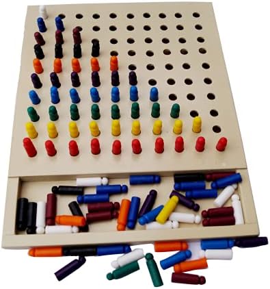 ABC Kids World Wooden Peg Board with 100 Plastic Pegs | Educational & Learning Toy for Kids | Occupational Therapy Toy for Kids | Autism Therapy
