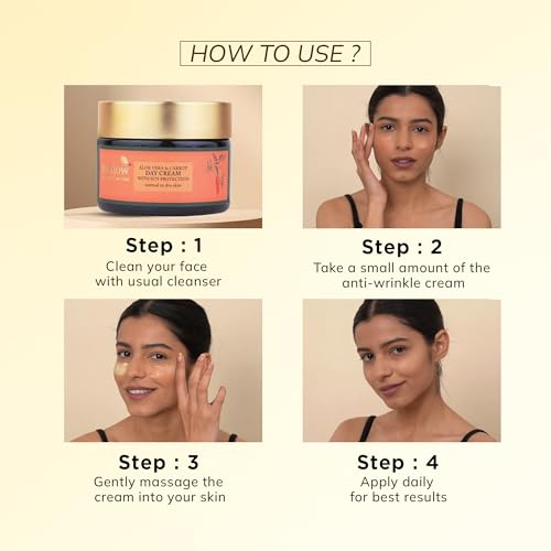 Image of Mellow Herbal Face Cream with Aloe Vera & Carrot for Smooth, Silky & Healthy Skin, Lightweight Day Moisturizer with Sunscreen for Normal to Dry Skin, Sun Protection from UVA & UVB Rays, 50 Gm