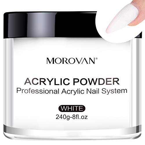Morovan White Nail Acrylic Powder Professional Nail Art Powder for Nail Extension French Nails 8.4 OZ