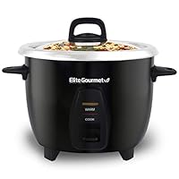 Elite Gourmet ERC2010B Electric Rice Cooker with Stainless Steel Inner Pot Makes Soups, Stews, Porridge's, Grains and Cereals, 10 cups cooked (5 Cups uncooked), Black