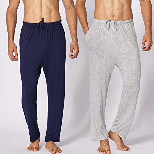 Calças de Pijama Masculina de Algodão Parte de Baixo de Pijamas Calça Jersey PretoTamanho M