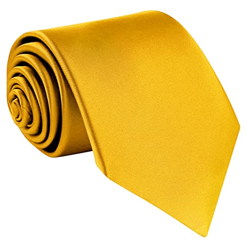 BLACKCUP Corbata para hombre, negocio, boda, corbata para hombre, monocolor, en varios colores, corbatas de seda de 8 cm, amarillo dorado, Talla única Cover
