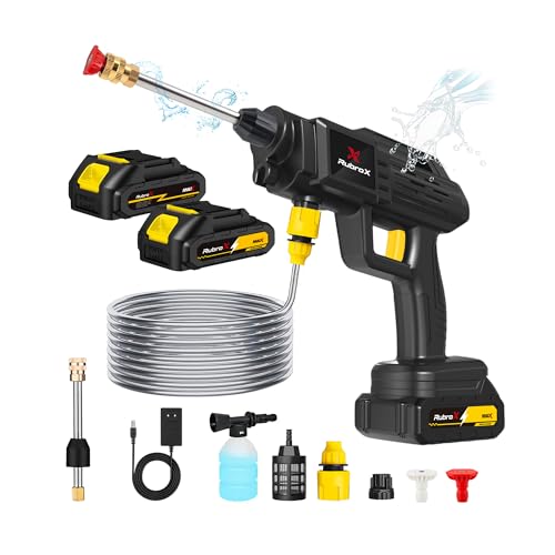 RubroX Lavadora de Alta Pressão Portátil RubroX Econômica - Kit de Limpeza Sem Fio com Bateria Recarregável, Leve e Potente para Jardim e Moto (Preto)
