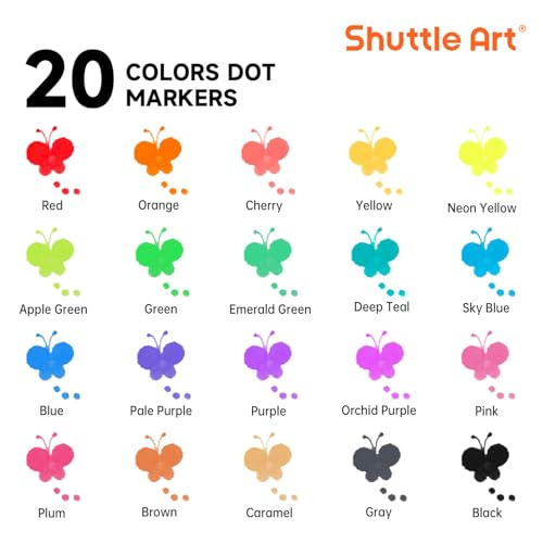 Shuttle Art Dot Markers, 20 Colors Washable Markers for Toddlers,Bingo Daubers Supplies Kids Preschool Children, Non Toxic Water-Based by Shuttle Art - Image 2