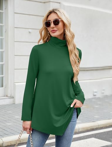 Image of JUSTFASHIONNOW Turtle Neck Shirts for Women Long Sleeve Fall Tunic Tops