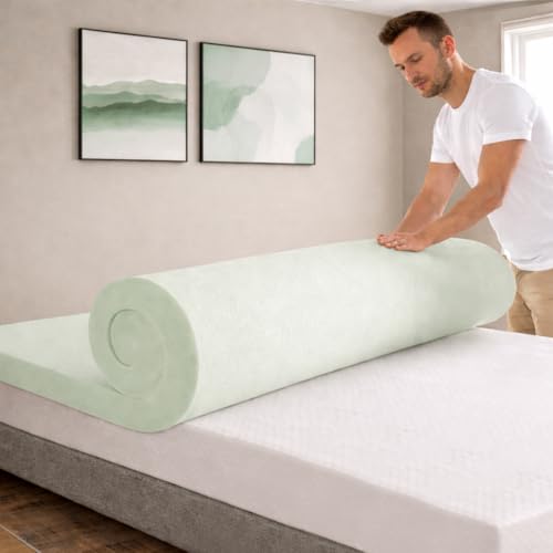 Zayton, 3-Inch High Density Medium Firm Foam Mattress Topper, CertiPUR-US Certified for Superior Comfort and Support, King, Green by Zayton - Used condition - Image 6