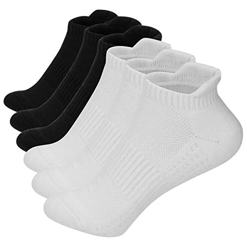 MISCOOK Sports Socks, 6 Pairs Cotton Cushioned Running Socks For Men & Women, Nonslip Ankle Athletic Socks, Low Cut Trainer Socks Comfort Breathable For Outdoor Sports Hiking Trekking Walking(Men)