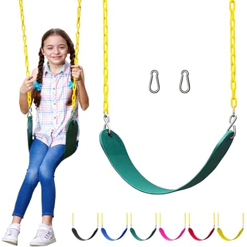 Jungle Gym Kingdom Swing for Outdoor Swing Set - Pack of 1 Swing Seat Replacement Kit with Heavy Duty Chains - Backyard Swingset Playground Accessories for Kids (Green) Cover