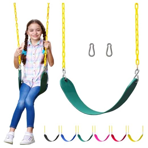 Jungle Gym Kingdom Swing Seat Heavy Duty 66" Chain Plastic Coated - Playground Swing Set Accessories Replacement Green