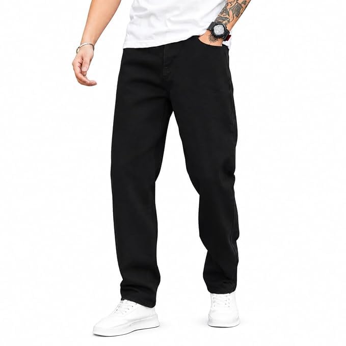 Men's Black Jeans, Slim Fit, Mid Rise, Stretchable Cotton Blend, Casual Wear, Full Length, 5-Pocket Design-picture-28